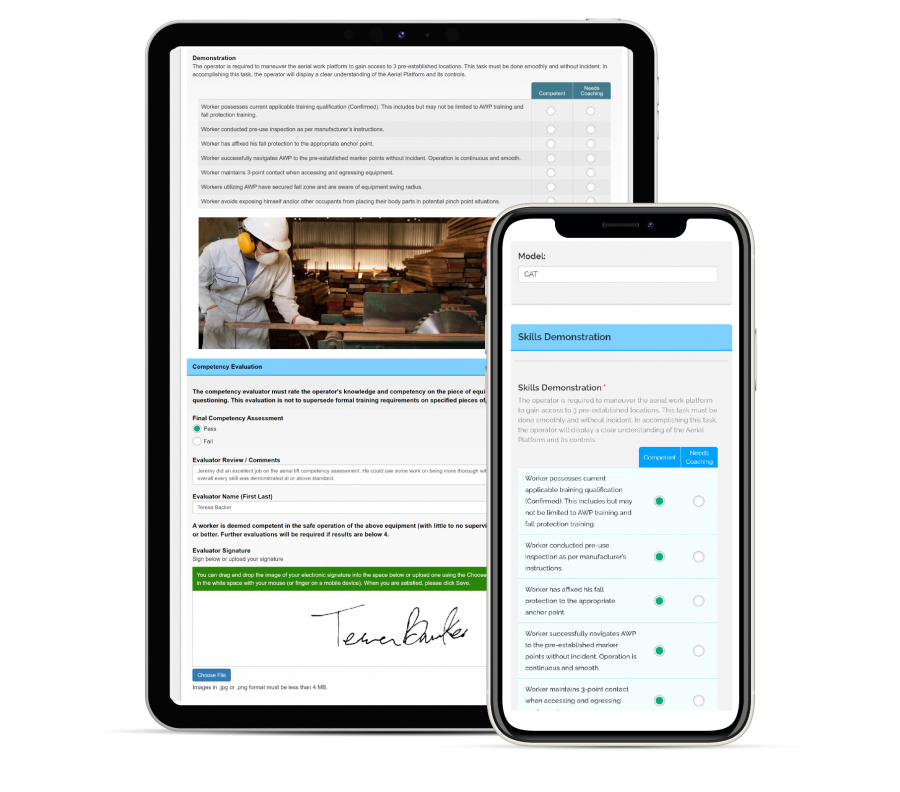 employee competency assessment on tablet