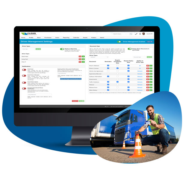 Driver Management System (DMS) transportation module from BIS Safety Software, highlighting features for the transportation industry.