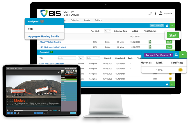 LMS learning management Software on desktop and tablet