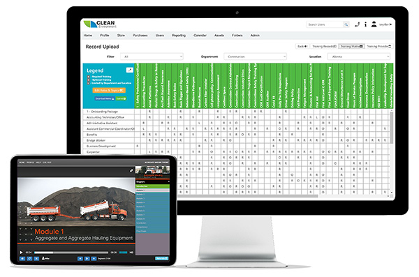 training matrix and training record management system on a desktop computer and tablet