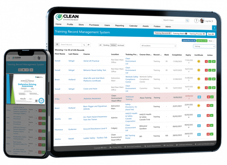 Training Record Management System BIS Safety Software UK