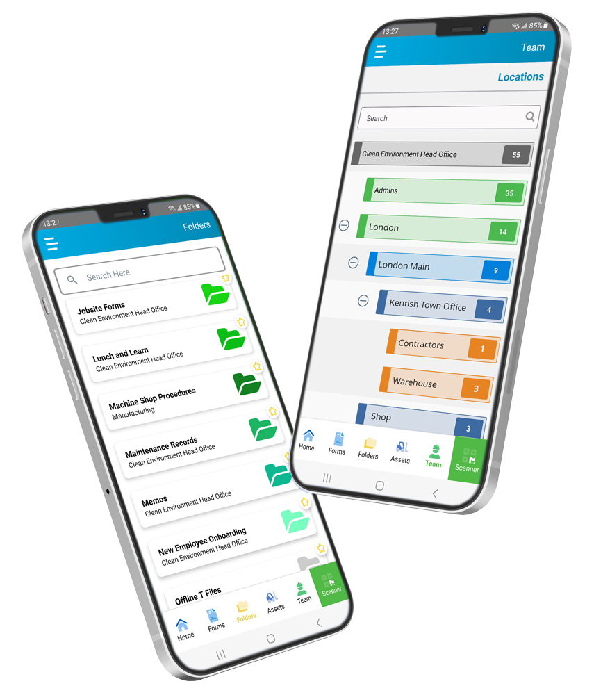Digital Folders on mobile app for safety management