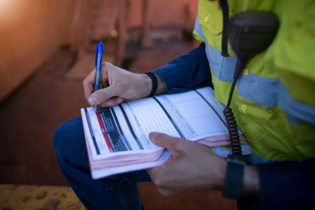 man filling out TRIF in field