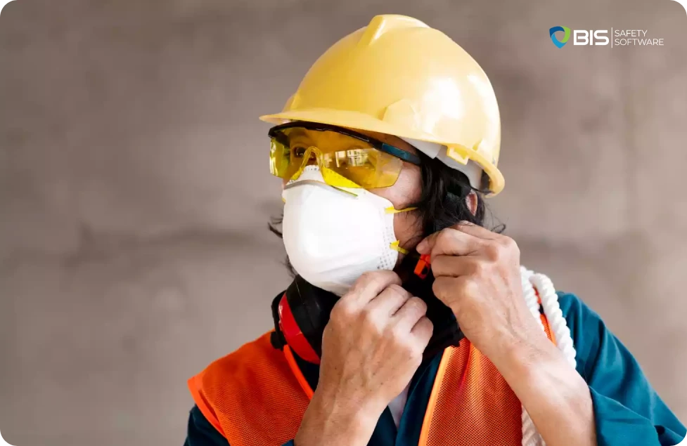 Worker wearing a helmet ensuring his safety.